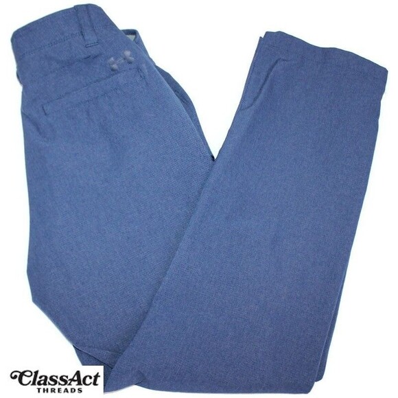 UNDER ARMOUR Golf Pants UA Blue Polyester Flat Front 30" X 32" - Picture 1 of 7